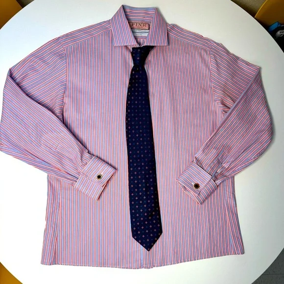 Thomas Pink Shirts | Thomas Pink French Cuff Dress Shirt - Sharp | Color: Blue/Orange | Size: 15.5 | Johnreyes430's Closet